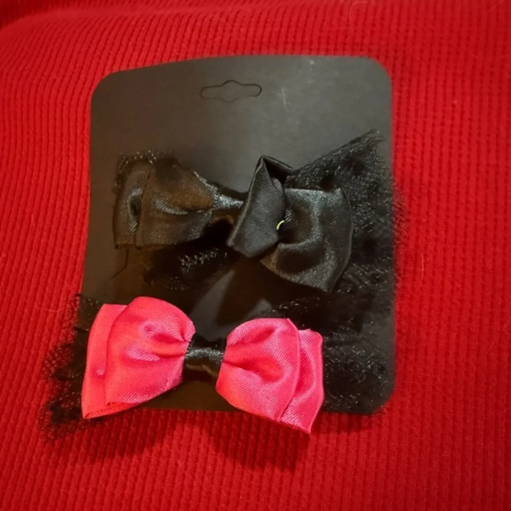 Stylish Black and Pink Hair Clip Bows